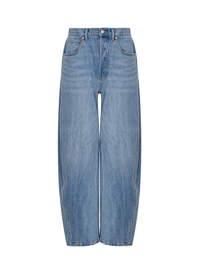 Oversized Rounded Low Rise Jean Creased Wash Vintage (Light Indigo)