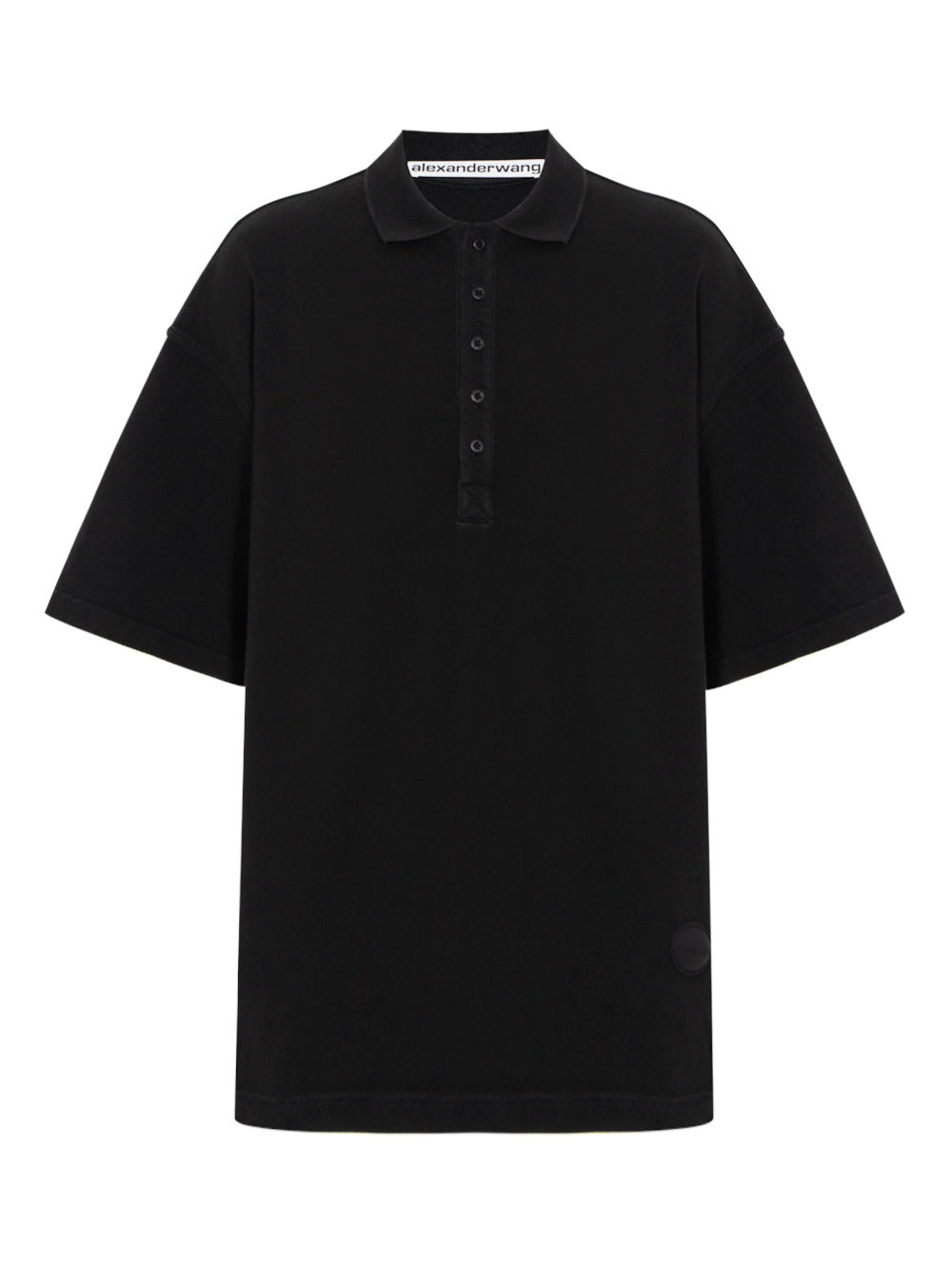 Oversized Unisex Polo Tee With Logo Embroidery (Washed Black)