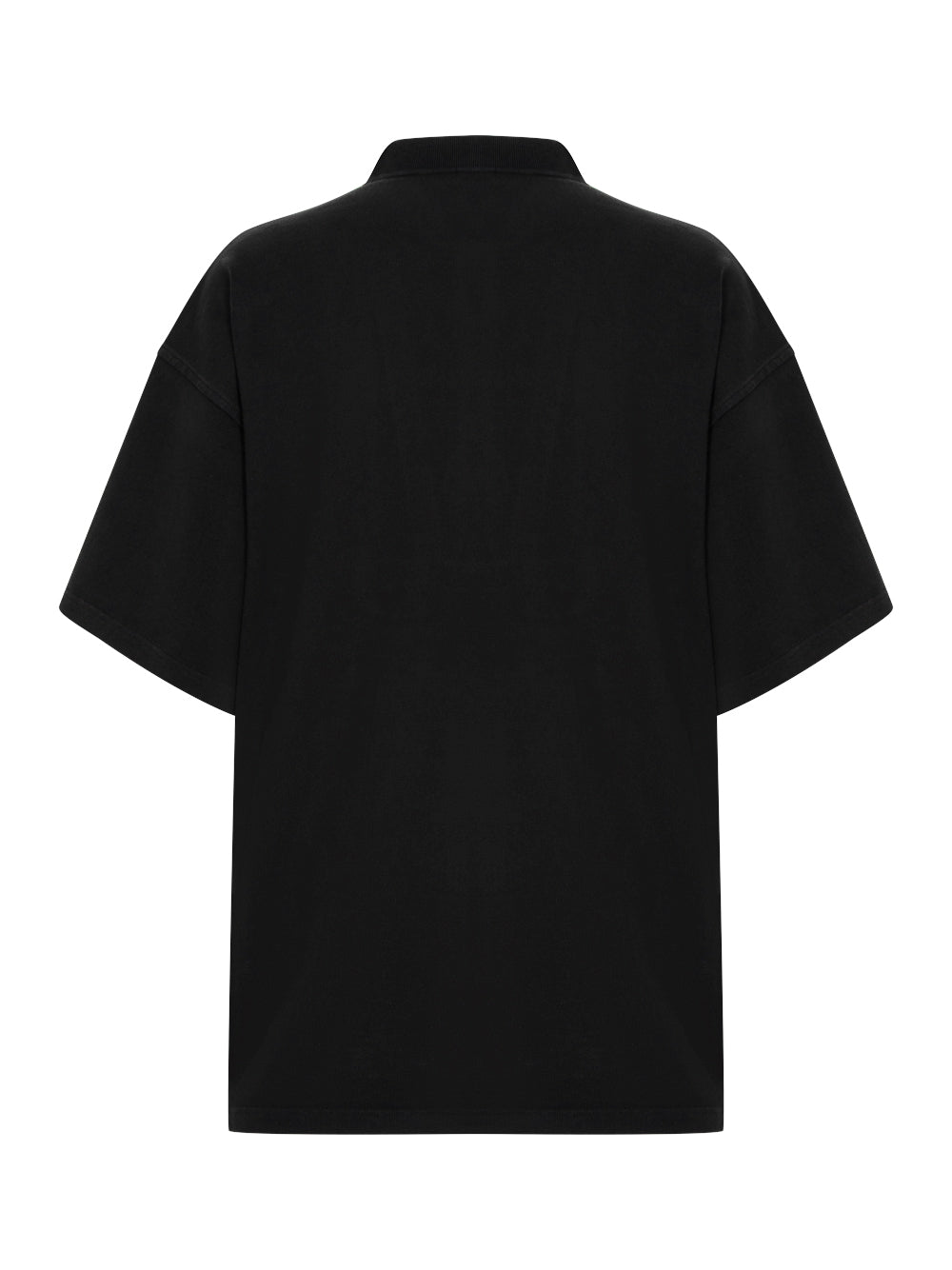 Oversized Unisex Polo Tee With Logo Embroidery (Washed Black)