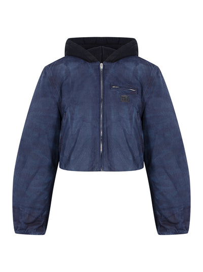 Padded Zip-Up Hooded Jacket (Washed Navy)