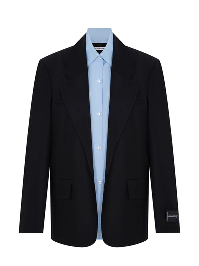 Pre-Styled Oversized Boxy Blazer With Poplin Dickies (Black)