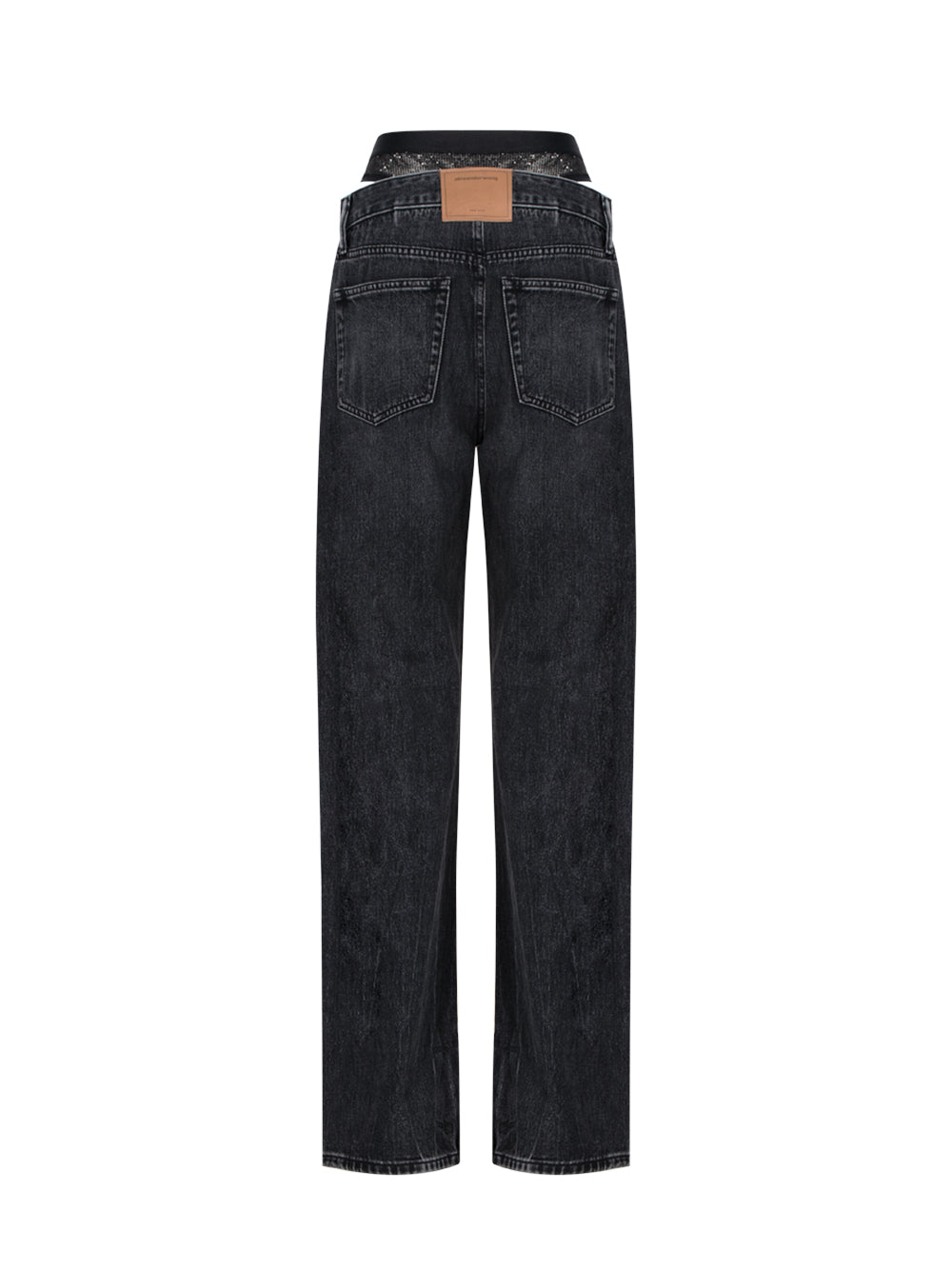 Pre-Styled Straight Leg Slit Hem Jeans (Grey Aged)