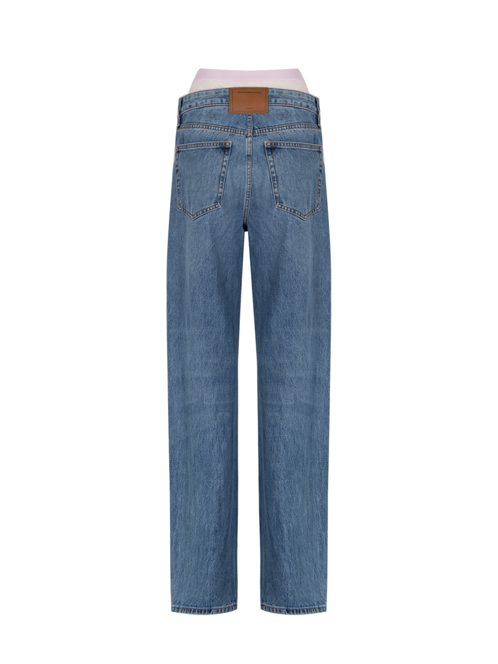 Pre-Styled Straight Leg Slit Hem Jeans (Vintage Medium Indigo)