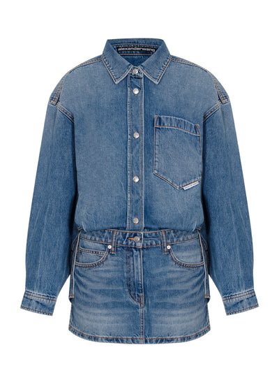 Pre-styled Denim Shirtdress (Vintage Light Indigo)