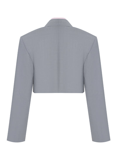 Pre-Styled Cropped Blazer With Poplin Dickies (Light Heather Grey)