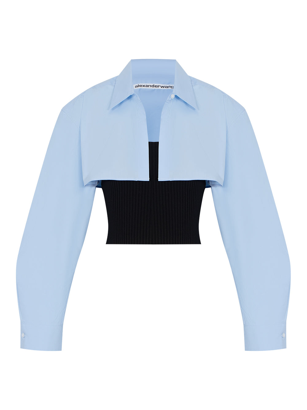 Pre-Styled Cropped Cami Button Up Twinset (Black/Blue)