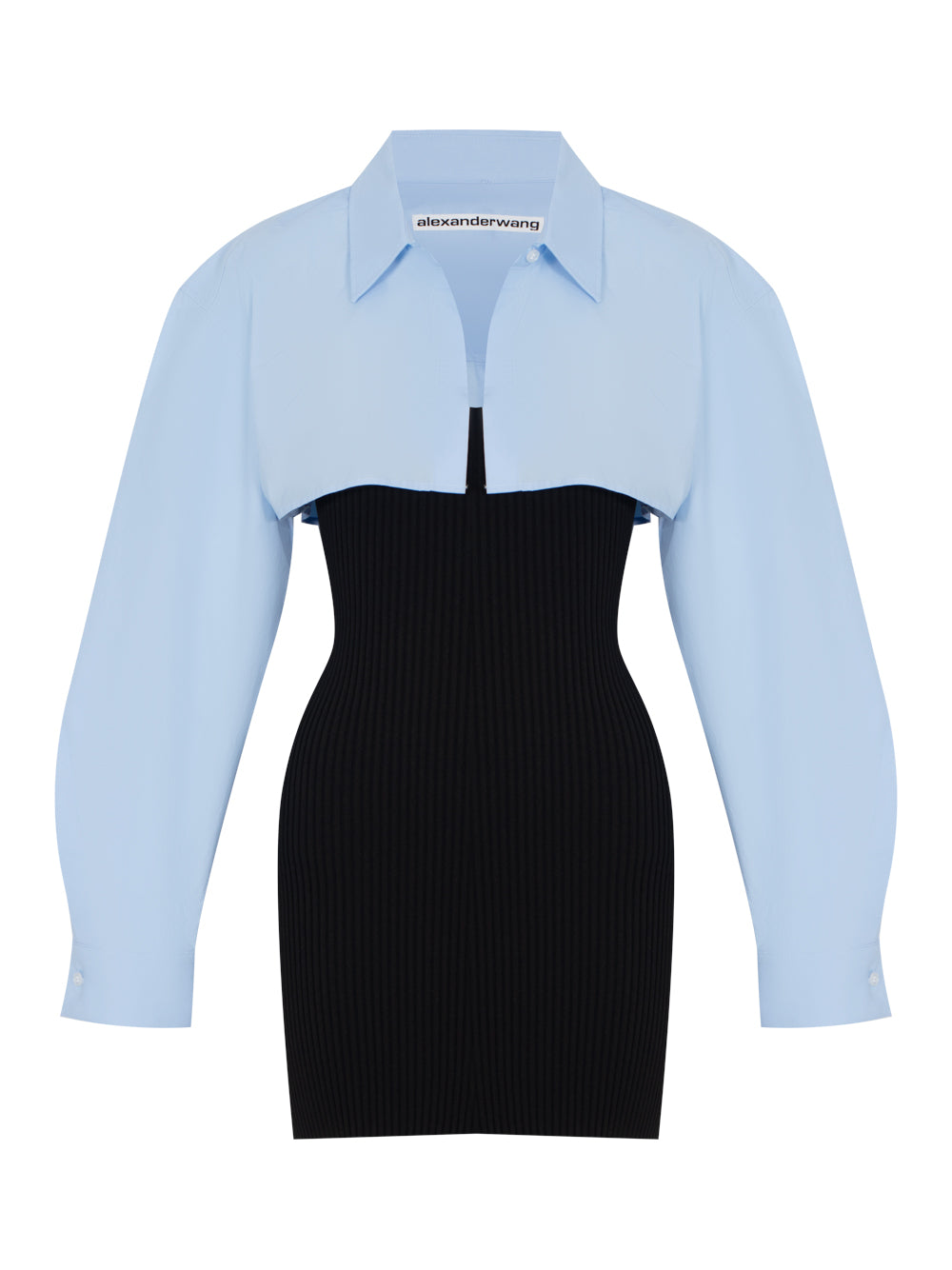 Pre-Styled Cropped Cami Button Up Twinset (Black/Blue)