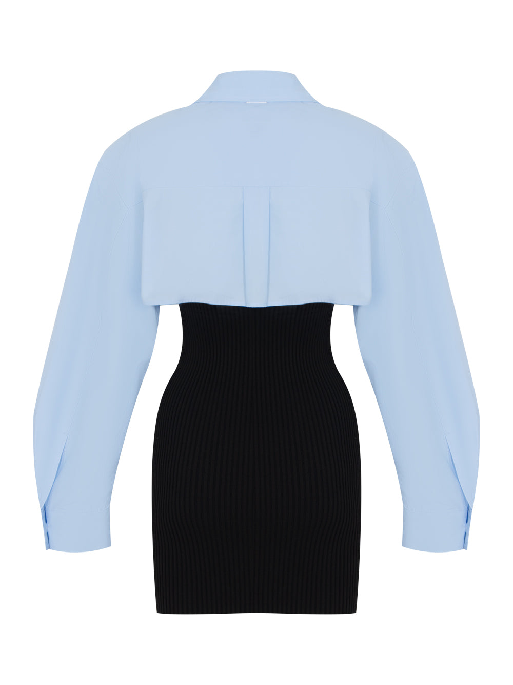 Pre-Styled Cropped Cami Button Up Twinset (Black/Blue)