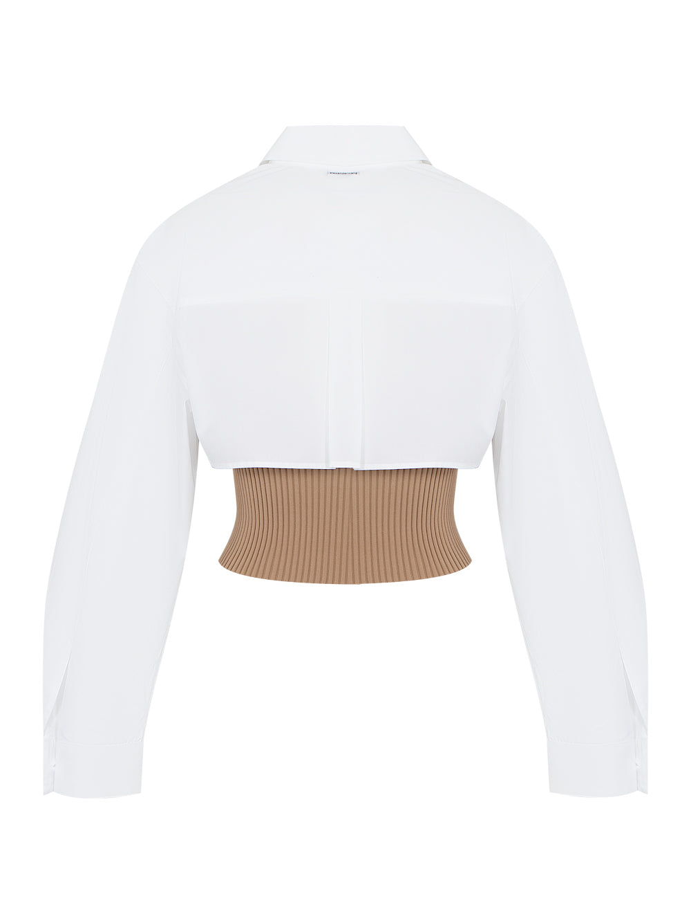 Pre-Styled Cropped Cami Button Up Twinset (Camel/White)
