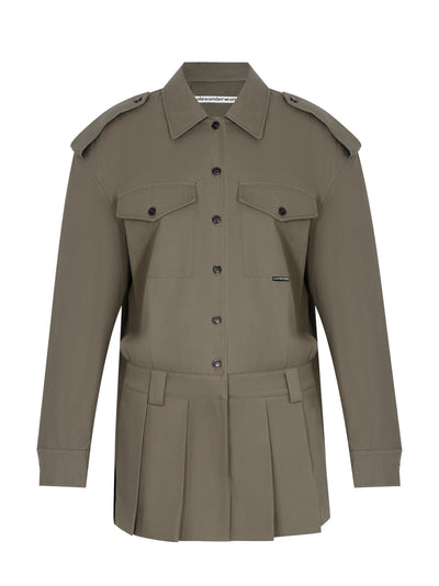 Prestyled Pleated Skirt Mini Romper (Army Green)