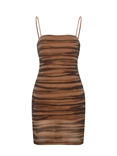 Printed Hotfix Mini Dress (Campfire)