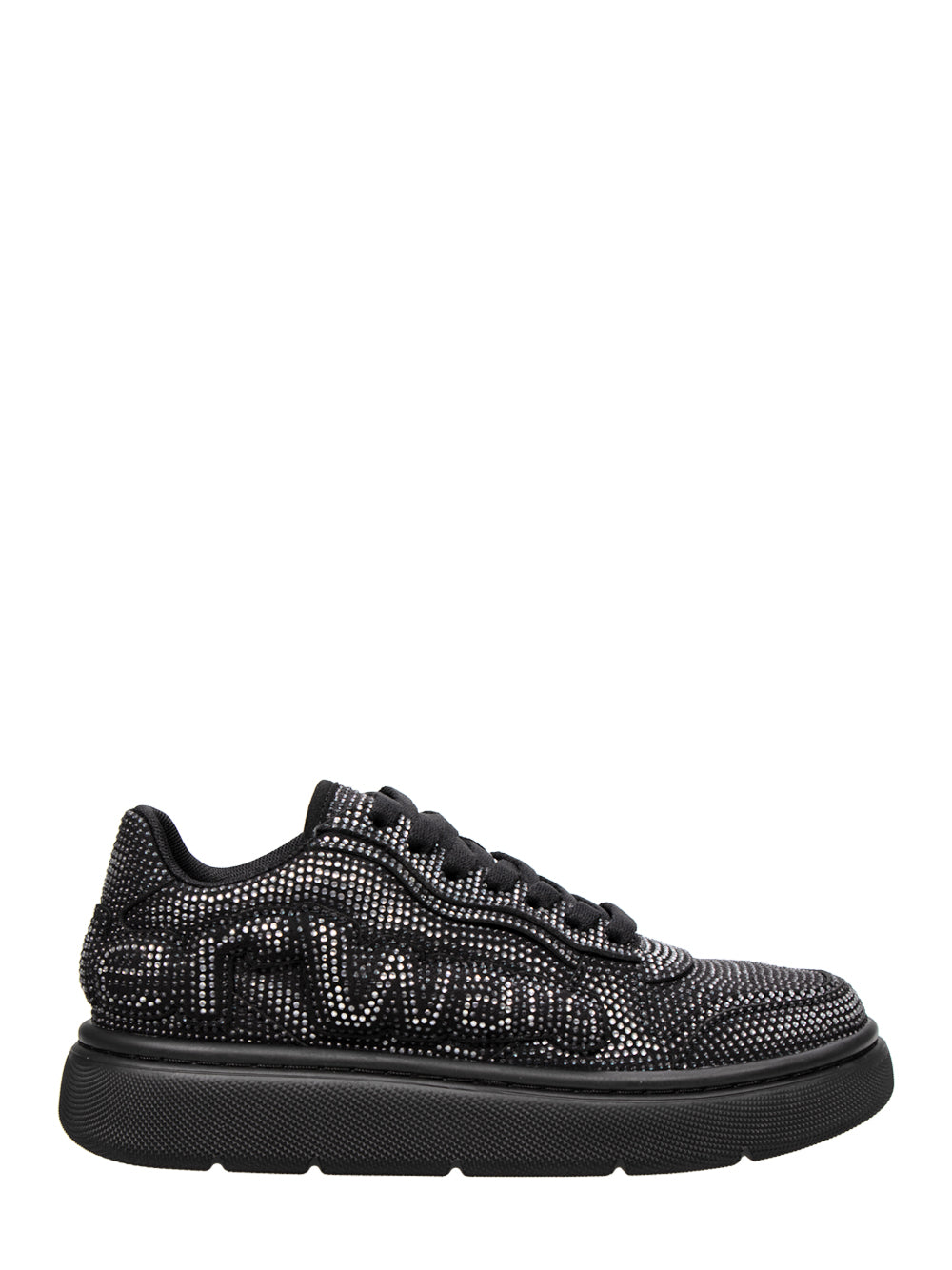 Puff Crystal Hotfix Sueded Sneaker (Grey Aged)
