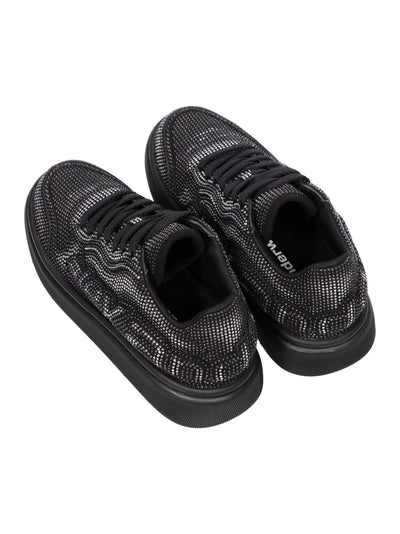 Puff Crystal Hotfix Sueded Sneaker (Grey Aged)