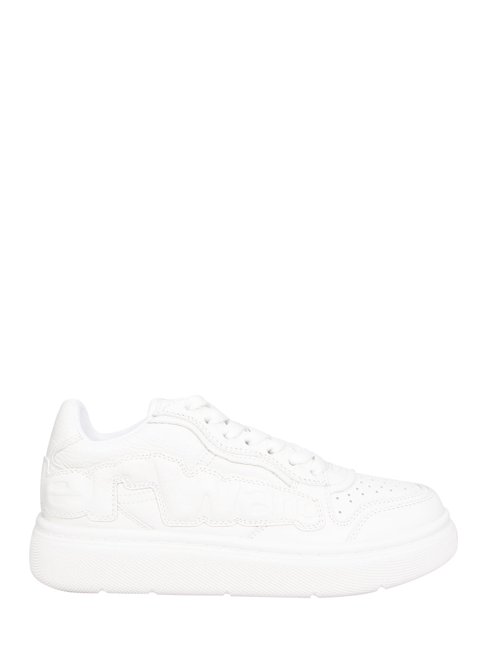 Puff Pebble Leather Sneaker with Logo (Optic White)