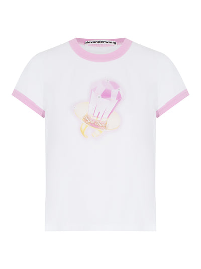 Shrunken Suga Baby Ringer Tee (White/Pink)