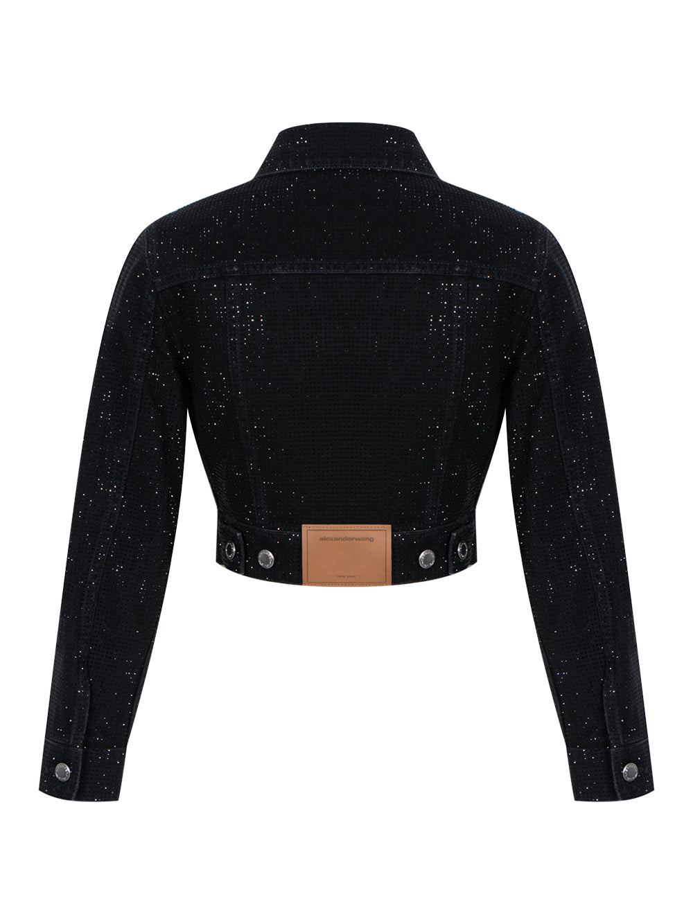 Shrunken Trucker Jacket With All Over Hotfix (Washed Black)
