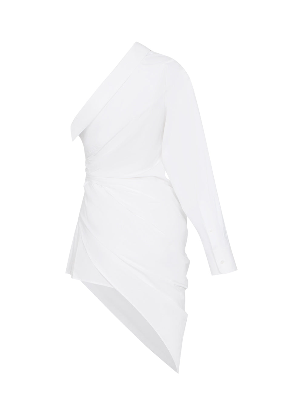 Tailored Asymmetric Midi Dress (White)