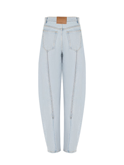 Zipped Back Slit Wide Legs Jean (Bleach)