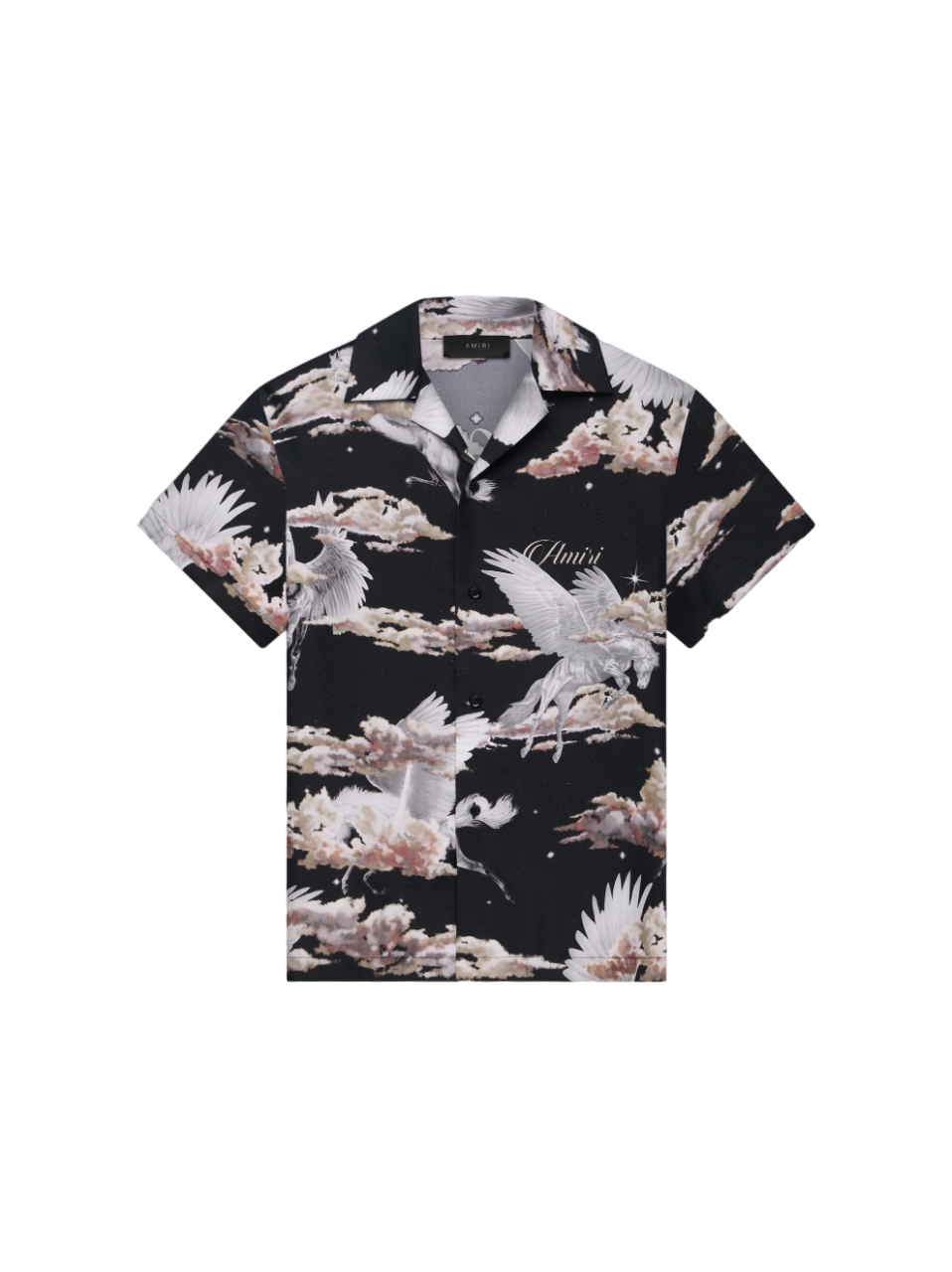 Amiri All Over Pegasus Bowling Shirt (Black)