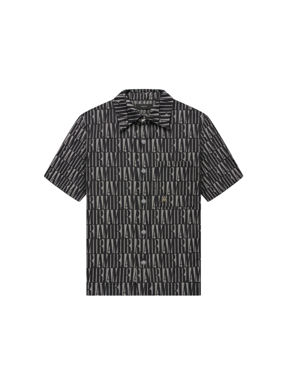 Amiri Jacquard Snap Up Short Sleeve Shirt (Black)