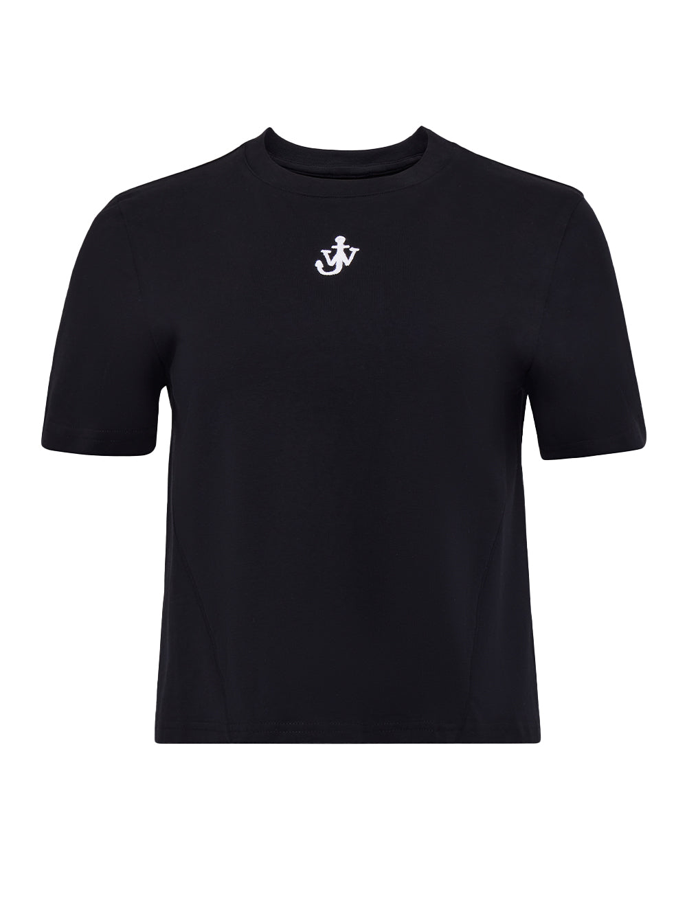 Anchor Embroidery Panelled Cropped T-Shirt (Black)