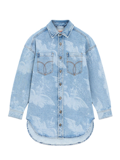 Angel Denim Shirt Dress (Light Blue)