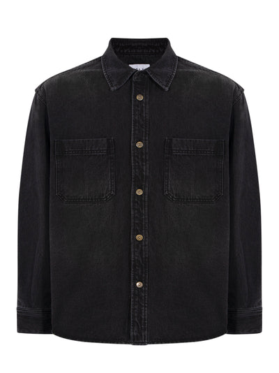 Appliqué Back Logo Denim Shirt (Black)