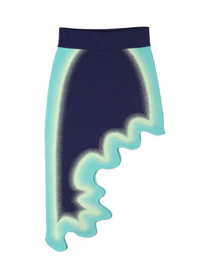 Aronia Wavy Midi Skirt (Midnight Navy)