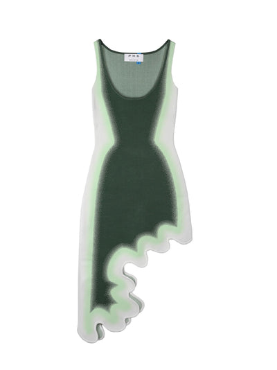 Aster Reversible Wavy Asymmetric Dress (Olive Garden)