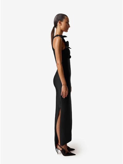 Asymmetric Flower Gown (Black)