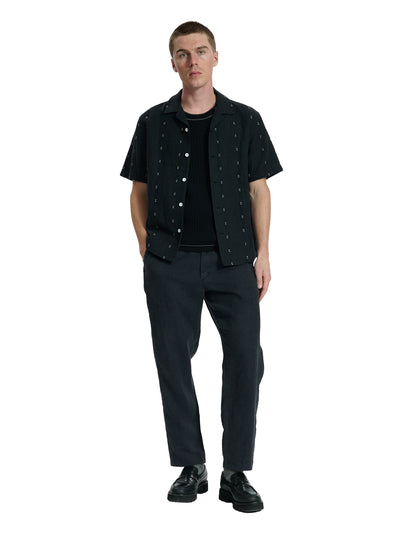 Avery Embroidered Camp Shirt (Black Remi Stripe)