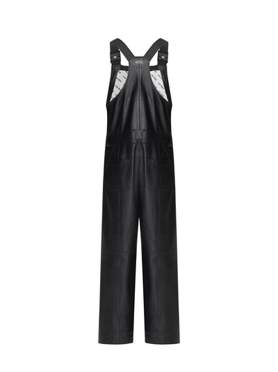 Faux Leather Jumpsuit Black