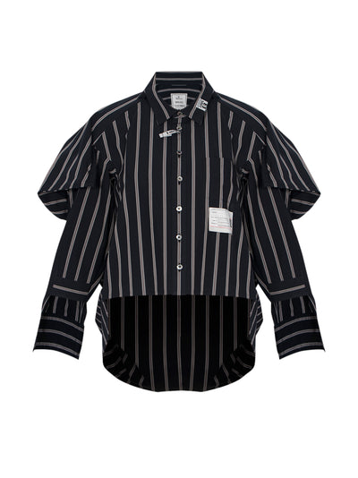 Asymmetric Stripe Shirt Black