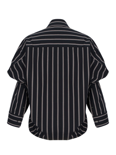 Asymmetric Stripe Shirt Black