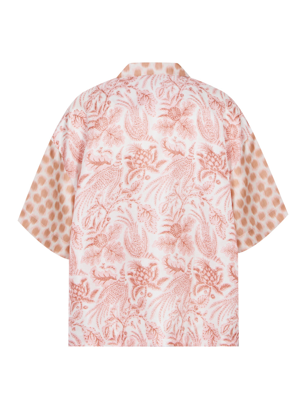 Mix Silk Printed Short Sleeve Shirt Blush