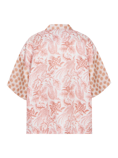 Mix Silk Printed Short Sleeve Shirt Blush