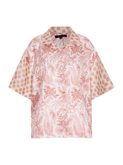 Mix Silk Printed Short Sleeve Shirt Blush