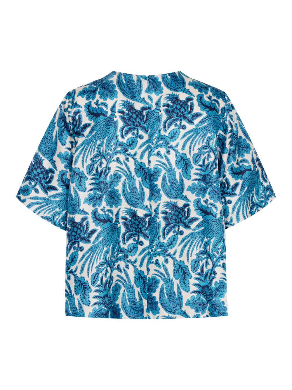 Mix Silk Printed Short Sleeve Emerald - Ocean Blue