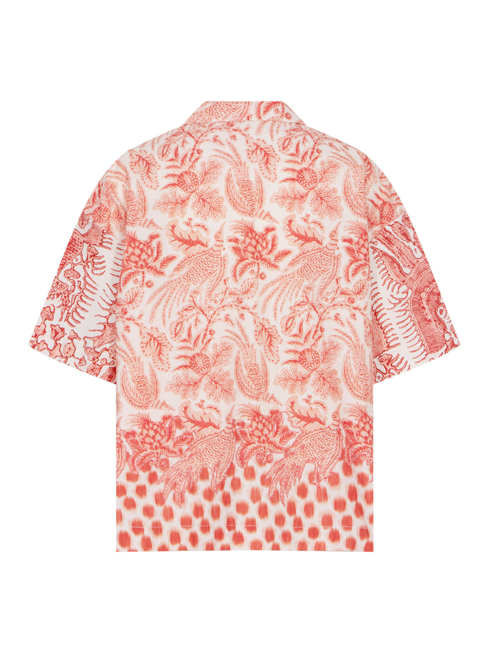 Cotton Printed Patchwork Shirt Coral