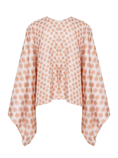 Mix Silk Printed Cape Blouse Blush