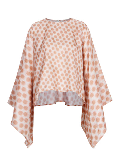 Mix Silk Printed Cape Blouse Blush