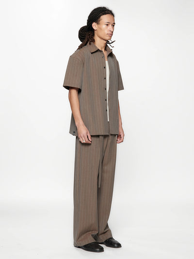 Hold Ss Shirt Brown Pinstripe
