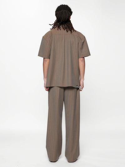 Hold Ss Shirt Brown Pinstripe