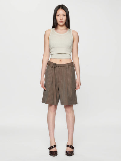 Cut Short Brown Pinstripe