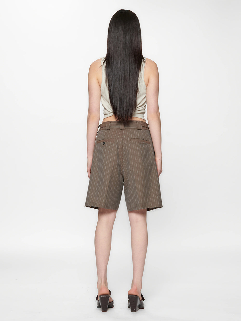 Cut Short Brown Pinstripe