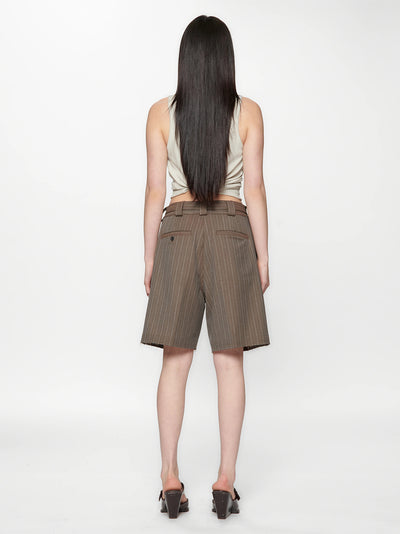 Cut Short Brown Pinstripe