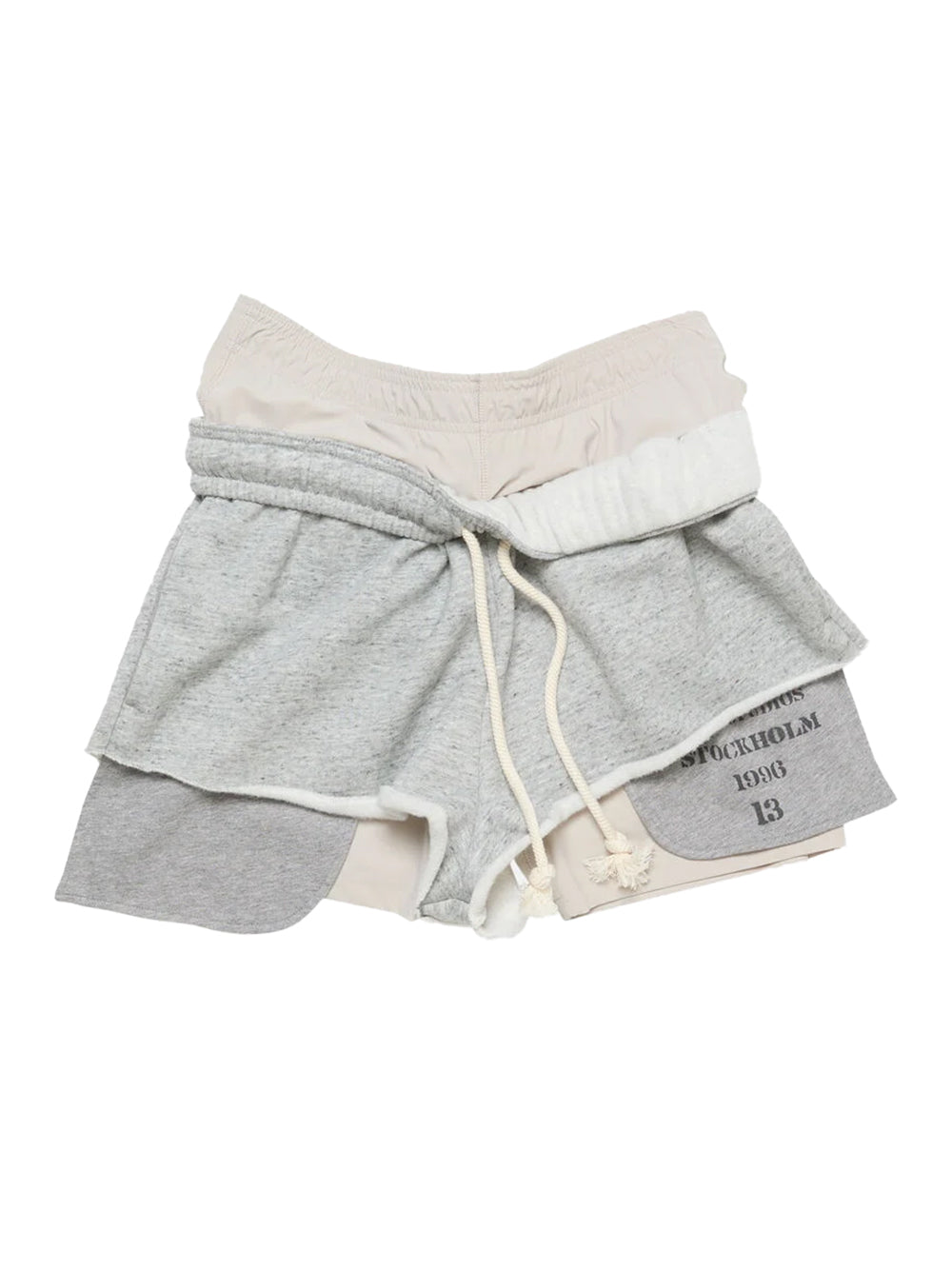 Layered Fleece Shorts Marble Grey Melange
