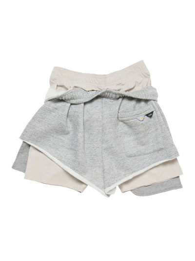 Layered Fleece Shorts Marble Grey Melange