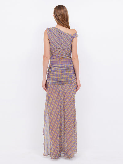 Aurelia Asym Dress (Violet Check)