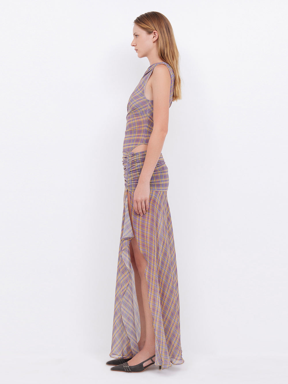 Aurelia Asym Dress (Violet Check) Club21 Thailand Aurelia Asym Dress (Violet Check) Club21 Thailand